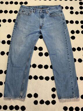 Levi’s 505 Jeans Mens 36x30 Regular Straight Leg Distressed Denim Boho Preppy